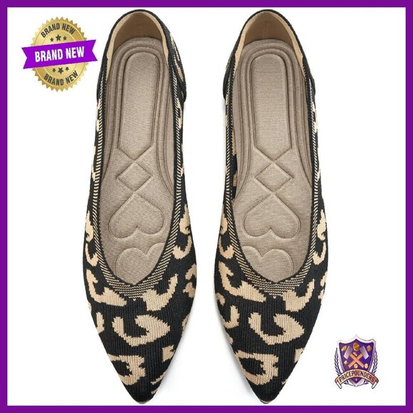 Shoes - Women's Knit Ballet Flats Memory Foam Slip On Work Wedding Shoes